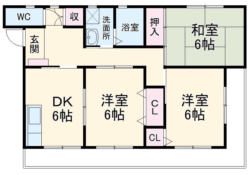フレア栗田(3DK/4階)の間取り写真