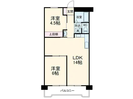 田園ドミール(2LDK/3階)の間取り写真