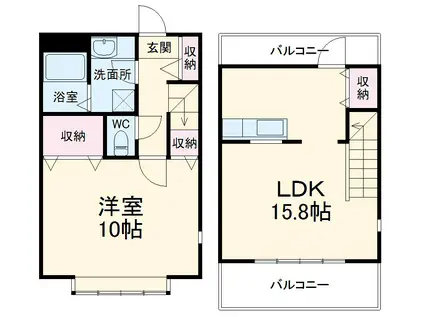 ラ・ヴィータⅡ(1LDK/1階)の間取り写真