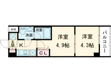 ラフィスタ亀有(2K/5階)の間取り写真