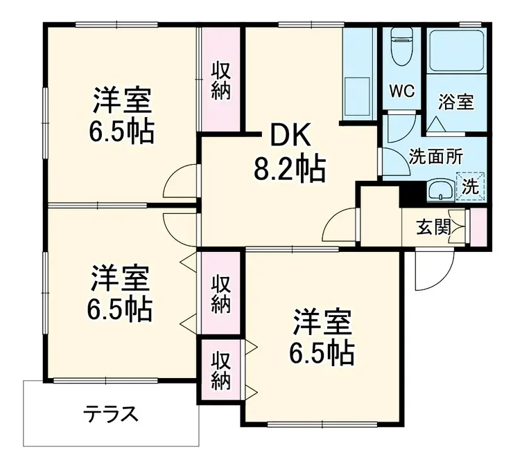 ライフコア萩C 1階階 間取り