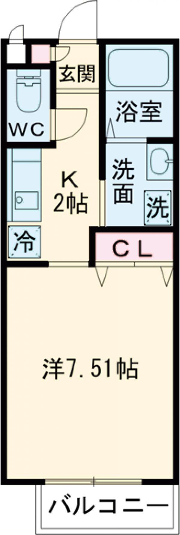MOISTURE GARDEN子安町VOL.Ⅱ(1K/2階)の間取り写真