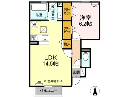 フローラ(1LDK/1階)の間取り写真