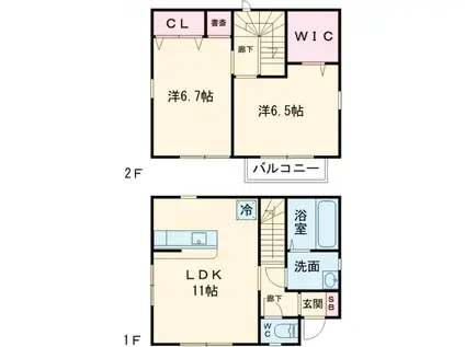 東北本線 自治医大駅 徒歩45分 2階建 築4年(2LDK)の間取り写真
