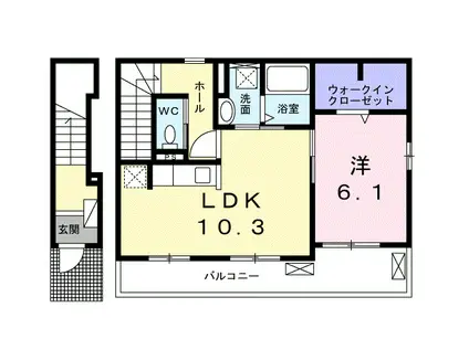ロリエⅡ(1LDK/2階)の間取り写真