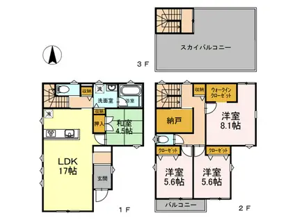 名鉄名古屋本線 東岡崎駅 徒歩18分 2階建 築10年(4LDK)の間取り写真