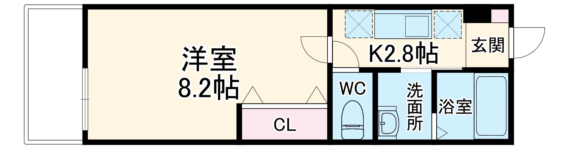 エステート野立(1K/1階)の間取り写真