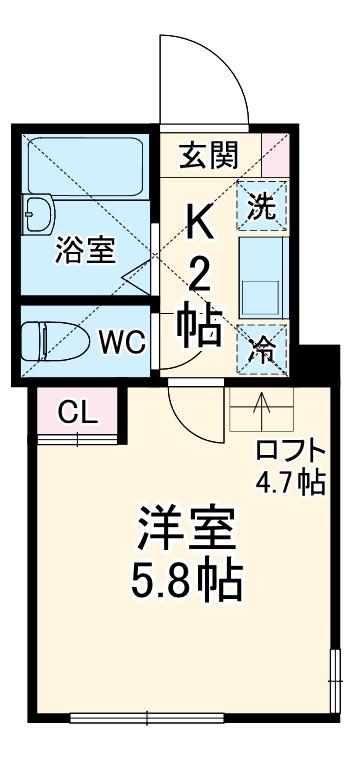 メープルコート(1K/1階)の間取り写真