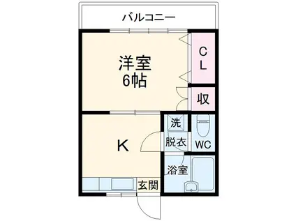 ウィステリアハイツ(1K/2階)の間取り写真