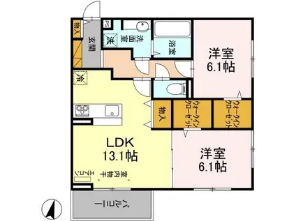 ヴァン・ヴェールおおたかの森Ⅰ Ⅱ(2LDK/2階)の間取り写真