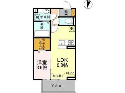 ヴァン・ヴェールおおたかの森Ⅰ Ⅱ(1LDK/3階)の間取り写真