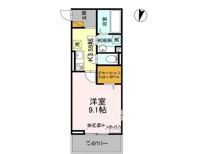 ヴァン・ヴェールおおたかの森Ⅰ Ⅱ(1K/3階)の間取り写真