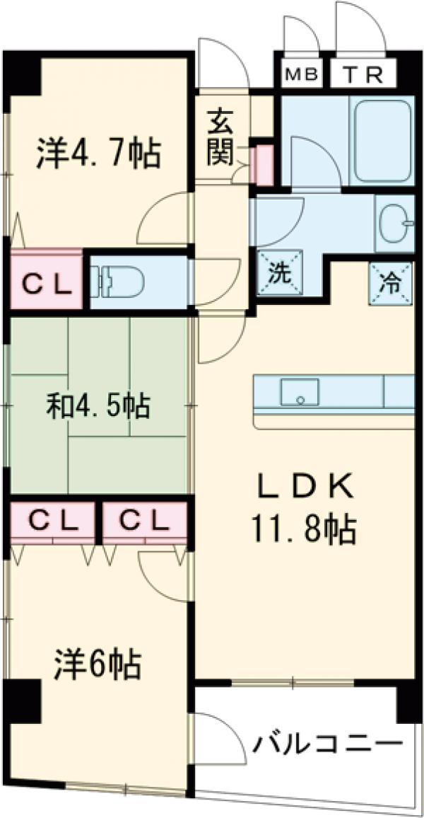 コンフレックス浮間公園(3LDK/5階)の間取り写真