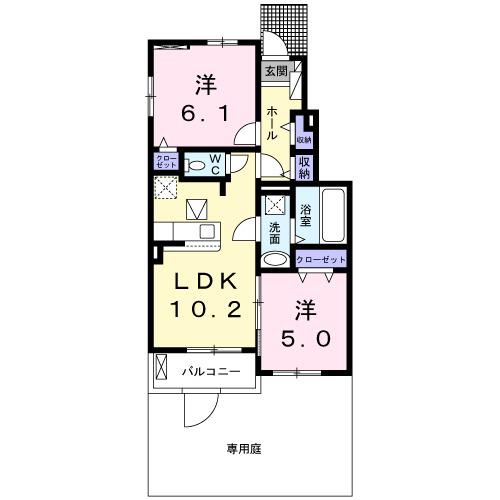 グランディオーソ(2LDK/1階)の間取り写真