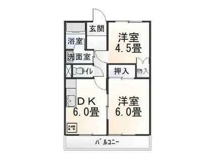 スリーアイランド(2DK/3階)の間取り写真