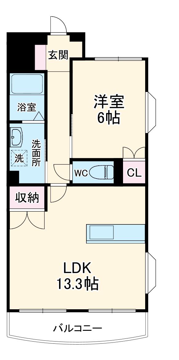 グランドゥール(1LDK/1階)の間取り写真