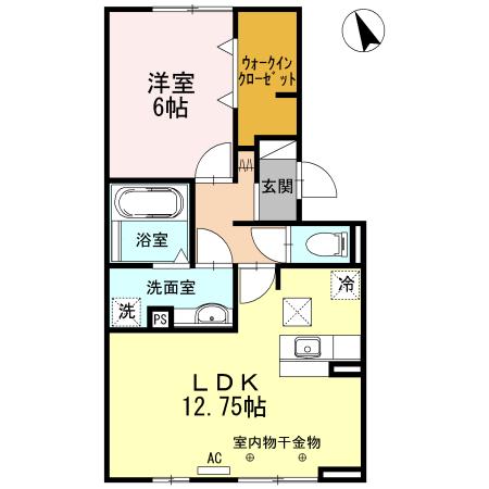 エスペランサ SⅢ A棟(1LDK/1階)の間取り写真