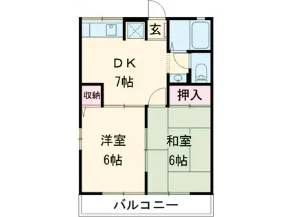 みやびハイツA(2DK/1階)の間取り写真