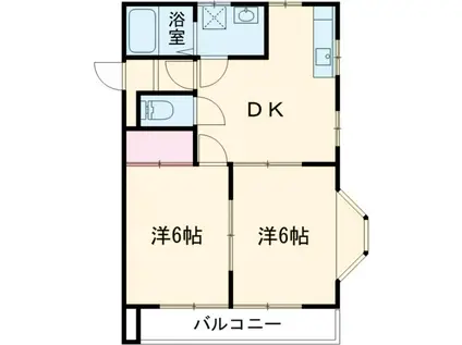 アークヒル Ⅲ(2DK/1階)の間取り写真