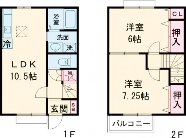 クレールつくば(2LDK)の間取り写真