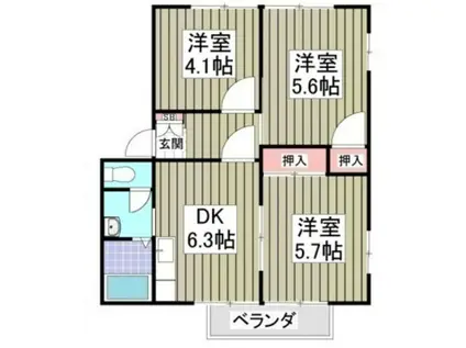 ハイツ GREEN WOOD(3DK/2階)の間取り写真