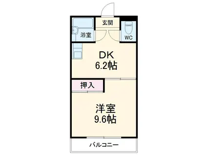 名鉄三河線 刈谷市駅 徒歩8分 4階建 築36年(1DK/1階)の間取り写真
