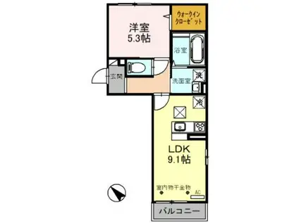 アトレ D(1LDK/2階)の間取り写真