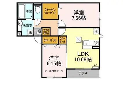 大和屋ハイツ B(2LDK/1階)の間取り写真
