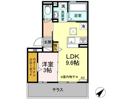 FAMILLE HEIM ROSE(1LDK/1階)の間取り写真