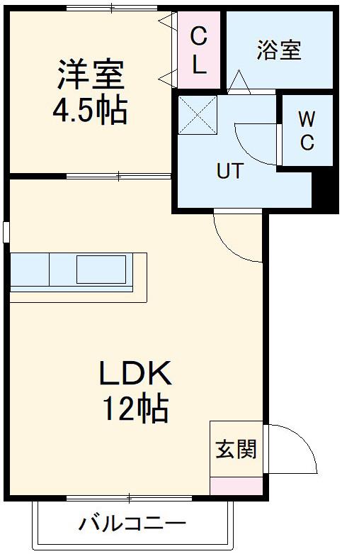 リバーサイド花長(1LDK/2階)の間取り写真