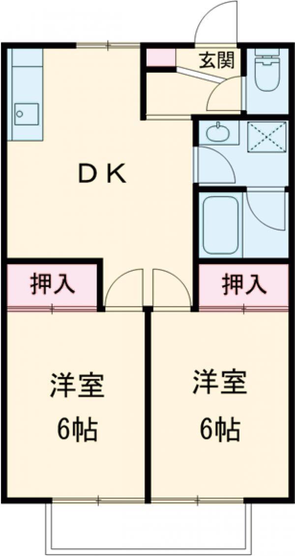 ボナールⅢ(2DK/2階)の間取り写真