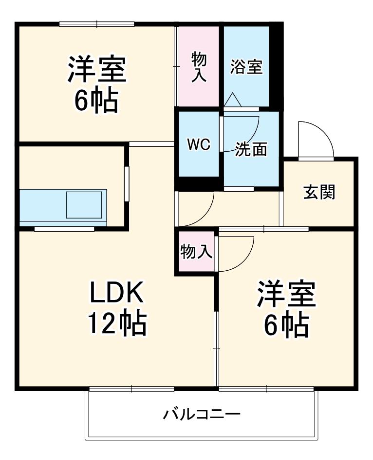 コーポトータス C(2LDK/2階)の間取り写真