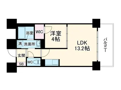 ブリリアント同心(1LDK/6階)の間取り写真