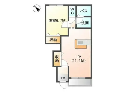 フィオーレⅡ(1LDK/1階)の間取り写真