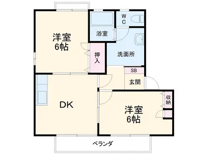 マルシイⅡ(2DK/1階)の間取り写真