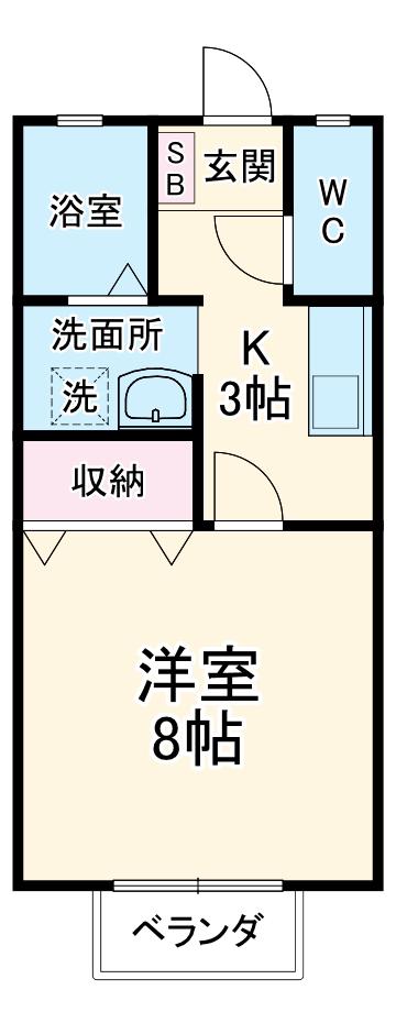 メゾンパークス(1K/2階)の間取り写真