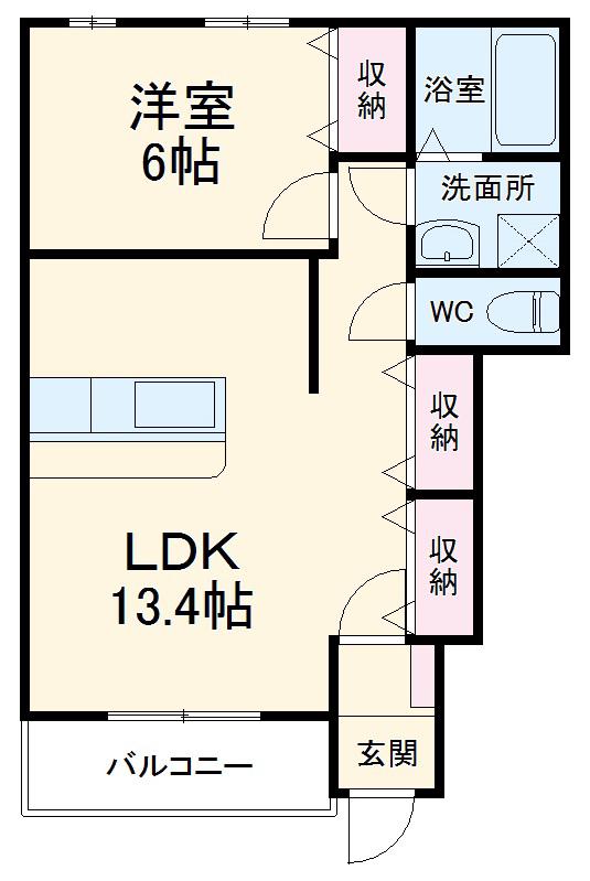 フェリーチェK・S・K(1LDK/1階)の間取り写真