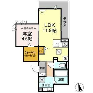 D-ROOM新生(1LDK/2階)の間取り写真