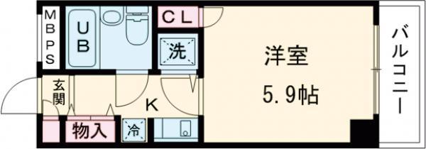 コンフォール花小金井(1K/3階)の間取り写真