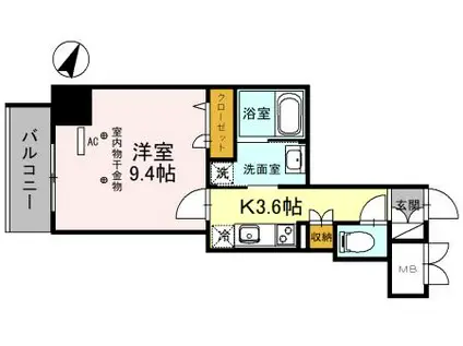 グレースクレスト八潮(1K/8階)の間取り写真