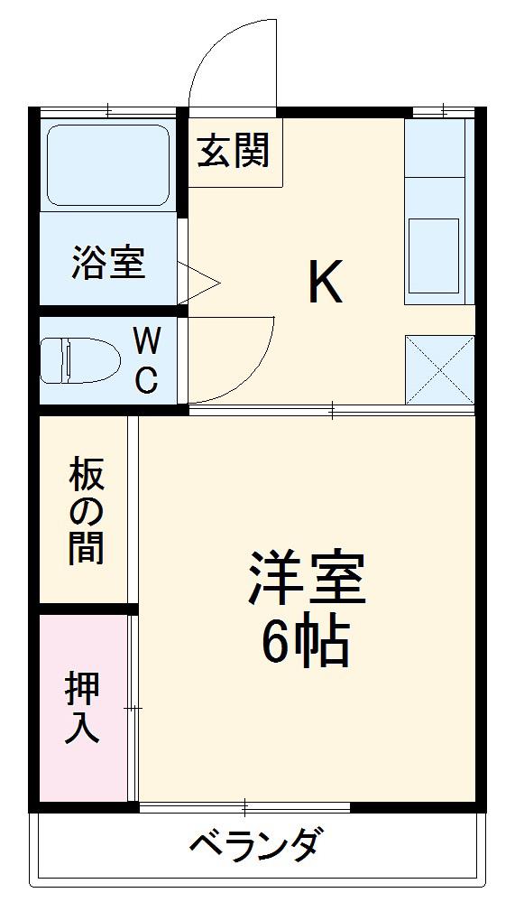 シエスタⅡ(1K/1階)の間取り写真