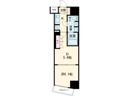 リテラス渋谷笹塚(1DK/11階)の間取り写真