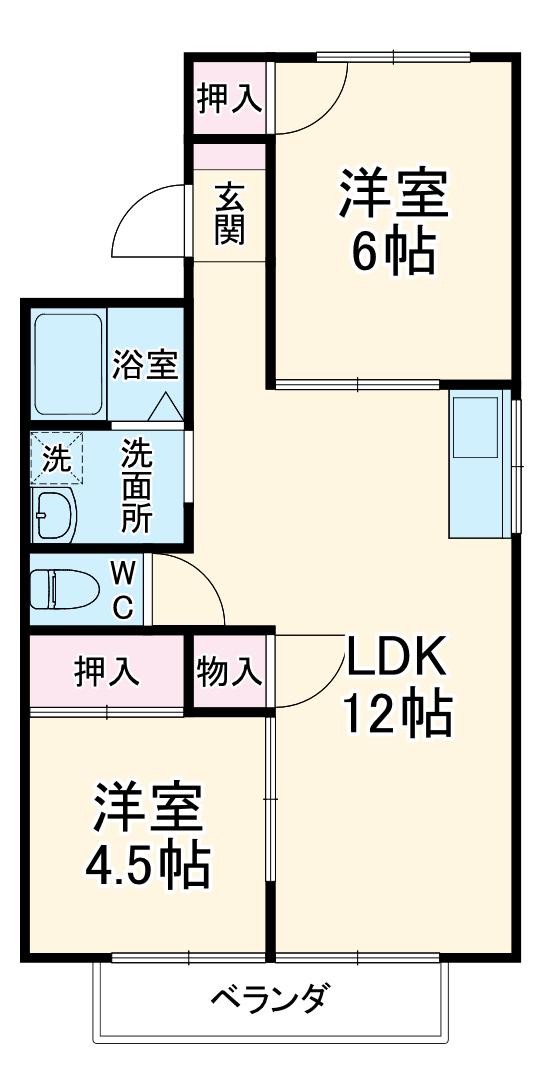 コーポ藤(2LDK/1階)の間取り写真