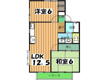 シャトーコンフォール(2LDK/1階)の間取り写真