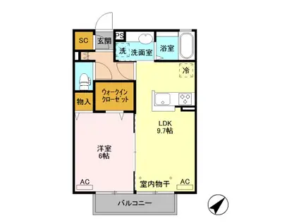 ハレ グレース(1LDK/2階)の間取り写真