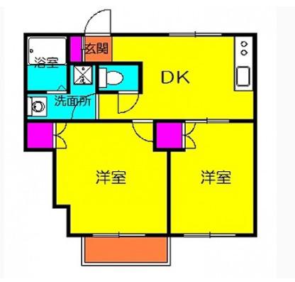 メゾンドフルールⅠ(2DK/1階)の間取り写真