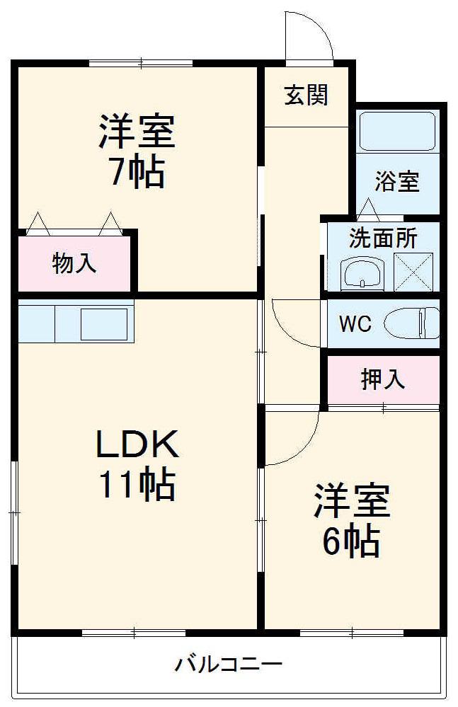 サンシャイン美合 Ⅲ(2LDK/3階)の間取り写真