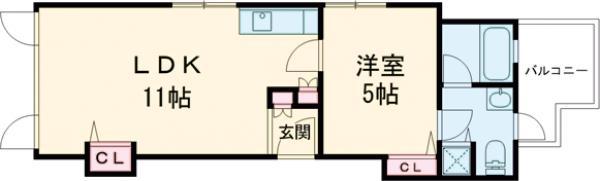 CASA-T(1LDK/2階)の間取り写真