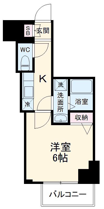 ラフィスタ横浜蒔田Ⅱ(1K/2階)の間取り写真
