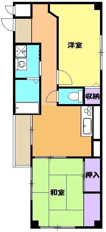 シャンブル28(2DK/2階)の間取り写真